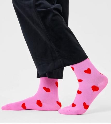 Pink heart crew socks