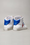 Sneakers alte Bianche con retro e inserto Blu e Rosso