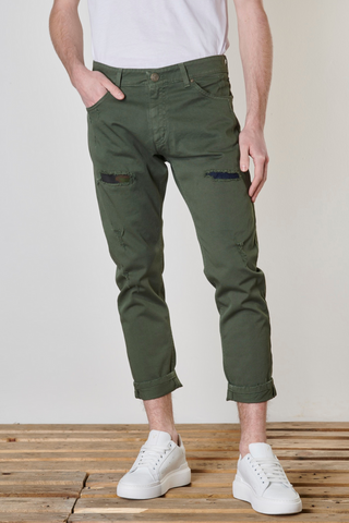 Slim fit military pocket jeans