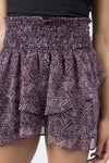 Geometric print flounced skirt