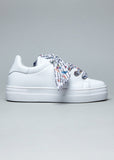 White Sneakers with Foulard Flowers laces