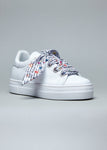 White Sneakers with Foulard Flowers laces